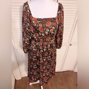 Collective Concepts Orange Brown Midi Sundress